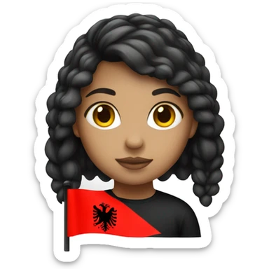  a girl with an albanian flag sticker