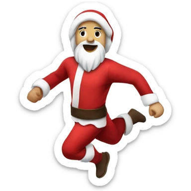 skipping sprint Jesus santa costume sticker