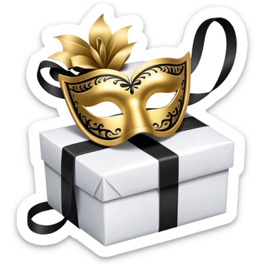 Gift wrapped with black rope and venetian mask sticker