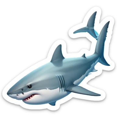 Beautiful and Majestic Great White Shark Portrait Emoji, Head and body resting peacefully with a serene, confident expression, showcasing its robust, torpedo-shaped form and a subtle, regal glint in its eyes, Simplified yet exquisitely endearing features, highly detailed, glowing with a soft, drowsy ocean light, high shine, relaxed and utterly majestic, stylized with an air of marine splendor, soft glowing outline, capturing the essence of a beautiful and majestic great white shark that feels destined to become the next viral icon of awe-inspiring ocean beauty! sticker