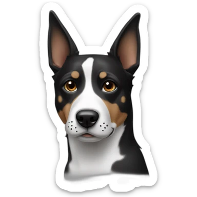 Black and White dog pointy ears and spots on face sticker