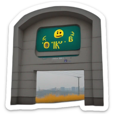sign at the entrance to Kyiv with the name sticker