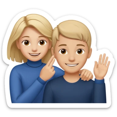 a boy putting a girls hair behind her ear gesture sticker