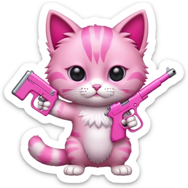 cat with pink gun sticker