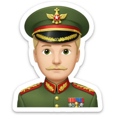 Generate a photorealistic Russian general in a green general's uniform. maximum quality and realism sticker