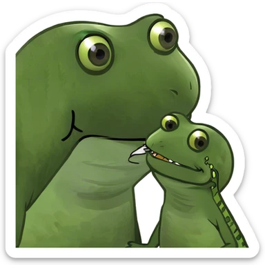 Frog kissing a lizard sticker