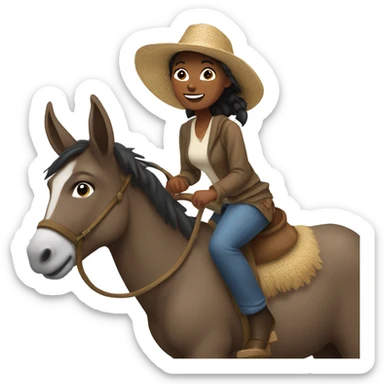 Janina riding a donkey sticker