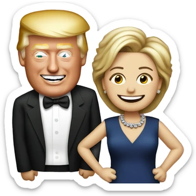 hilary clinton and donald trump partying  sticker