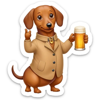 Wiener dog holding a beer sticker