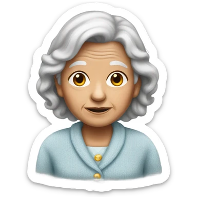 Old lady with long brown hair in pajamas and a sweater  sticker