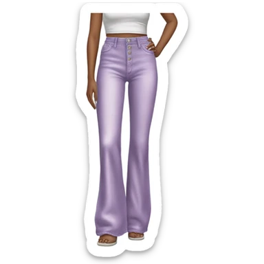 Realistic long Wide leg high waisted lilac velour jeans, isolated sticker