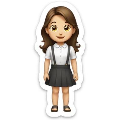 Niña de 2 años piel blanca y pelo café con 2 moños  sticker