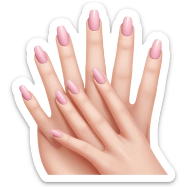 "Close-up of a delicate hand with soft pink or nude nail polish, slightly curved fingers, elegant and feminine style, subtle shine on nails." sticker