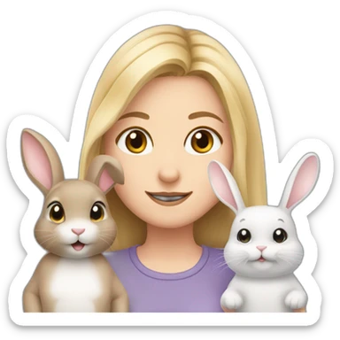 White Girl anD two bunnies sticker