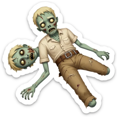 fullbody zombie leper laying on the ground, with simple belt and loose shirt from Jesus times sticker