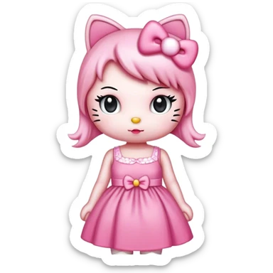 hello kitty pink dress sticker