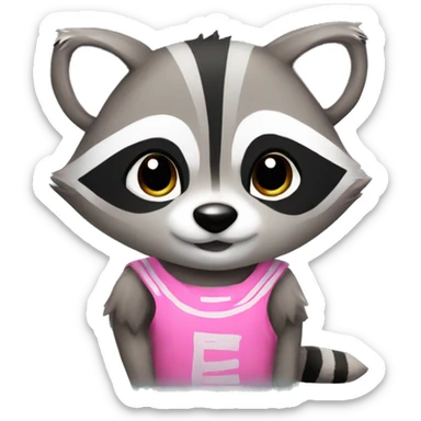 A cute raccoon wearing a pink boy  sticker