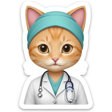 make me a cute little female doctor kitten sticker