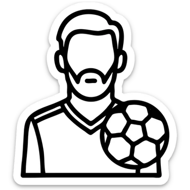 lionel messi stylized icon with soccer ball, bold outlines, minimal color sticker