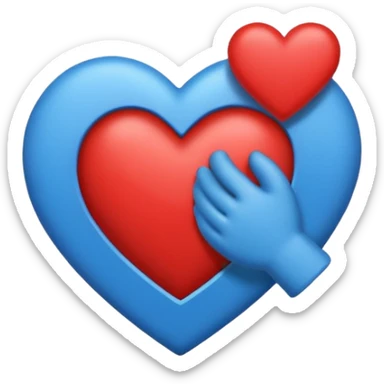 Mitad corazón azul fuerte y mitad de corazón rojo  sticker