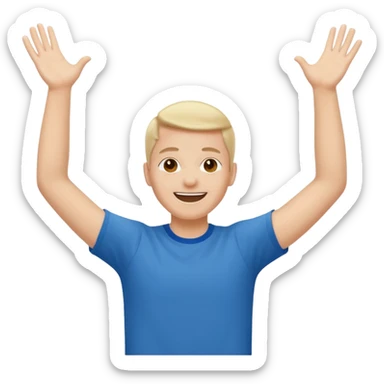 person raising both arms spread apart sticker