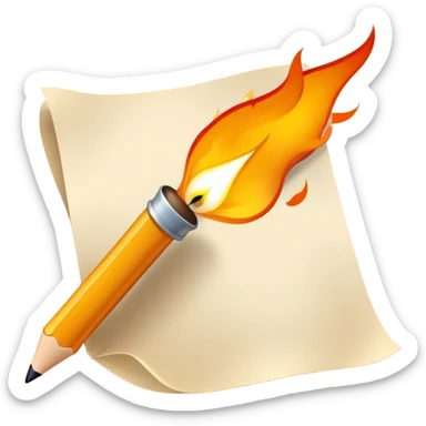 Mit einem Stift auf ein Blatt schreiben und bei der Miene wo es mit dem Blatt trifft leuchten leichte Flammen auf  sticker