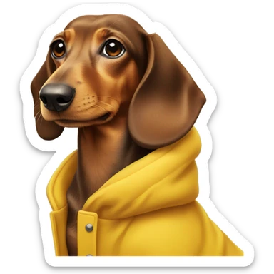 dachshund in a yellow coat sticker