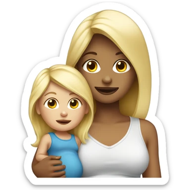Blonde Girl with baby boy sticker