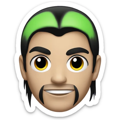 Jeff Hardy with black hair and face paint in apple emoji art style  sticker