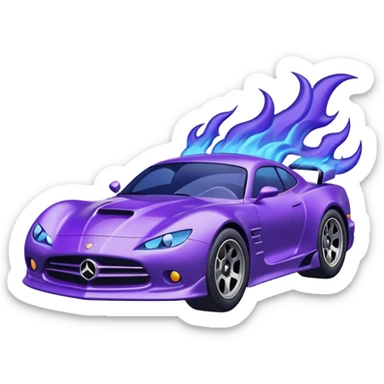 Purple car drifting with navy blue flames coming out of the rear tires. sticker