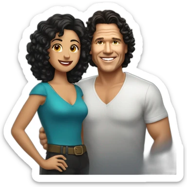 Carlos Vives with Colombian woman of 30's with short curly black hair sticker
