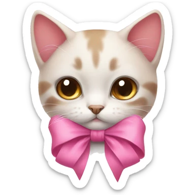 Pink Bow on Cute Cat sticker