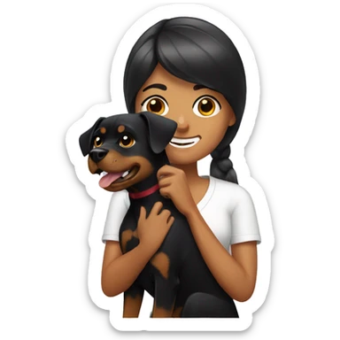 A woman brushes her Rottweiler  sticker