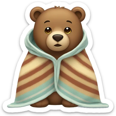 Bear wearing blanket sticker