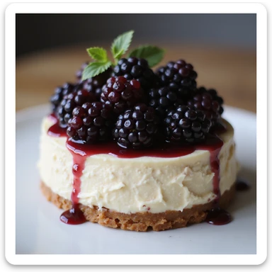 realistic cheesecake with fresh blackberries sticker