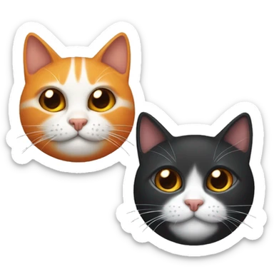 Gato negro y gato naranja abrazados sticker