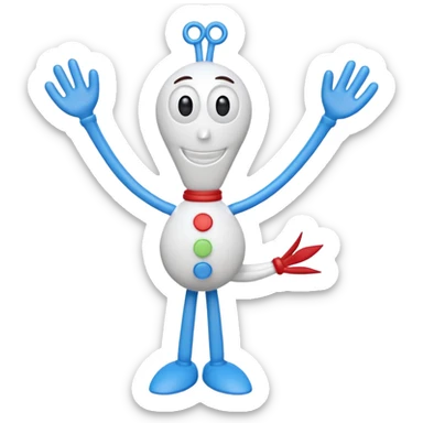 A fork mascot like forky in toy story sticker