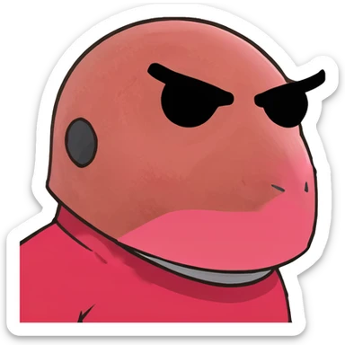 Squid Game pink guard mask with square shape on face, 3D style, detailed sticker