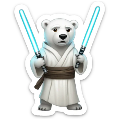 A polar bear jedi with a lightsaber sticker