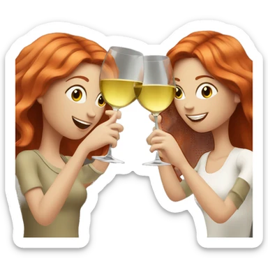 two girls with red hair toasting with white wine sticker