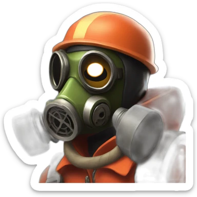 Pyro from Team fortress 2 with gas mask, happy sticker