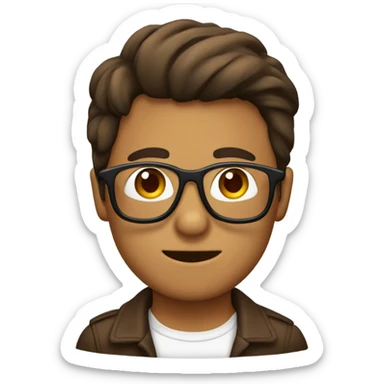 Chico con gafas y pelo marrón despeinado  sticker