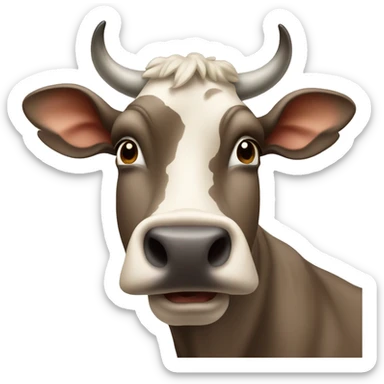 Brown Swiss cow with horns  sticker
