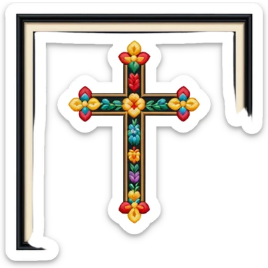 Framed cross-stitch sticker