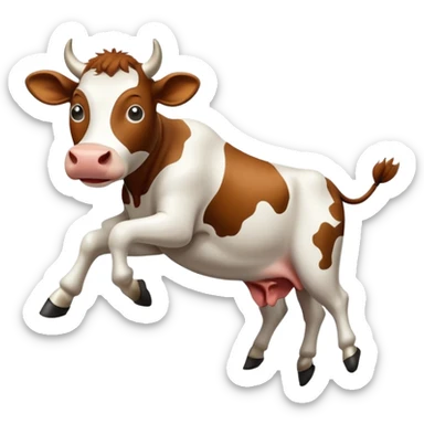 Cow jumping off roof sticker