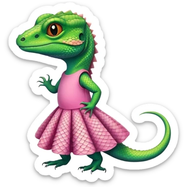 Lizard wears a cute pink dress  sticker