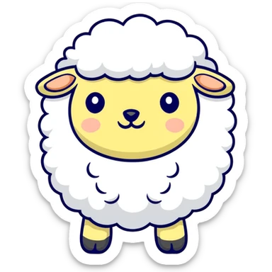 dreamy pastel blue sheep with fluffy wool and sleepy expression, like from a dream sticker
