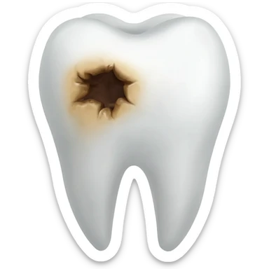 a tooth with caries, into the middle of the crown of the tooth, and give it depth to make look it like a really serious caries sticker