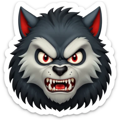 Create an emoji of Werewolf half bodied till waist sharp nails angry face black sticker