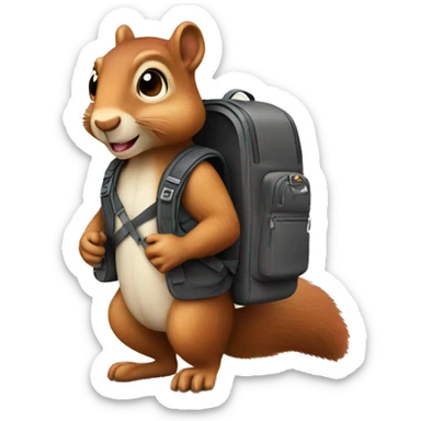 Squirrel wearing a backpack  sticker